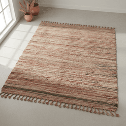 Woven Jute Area Rug in Rose