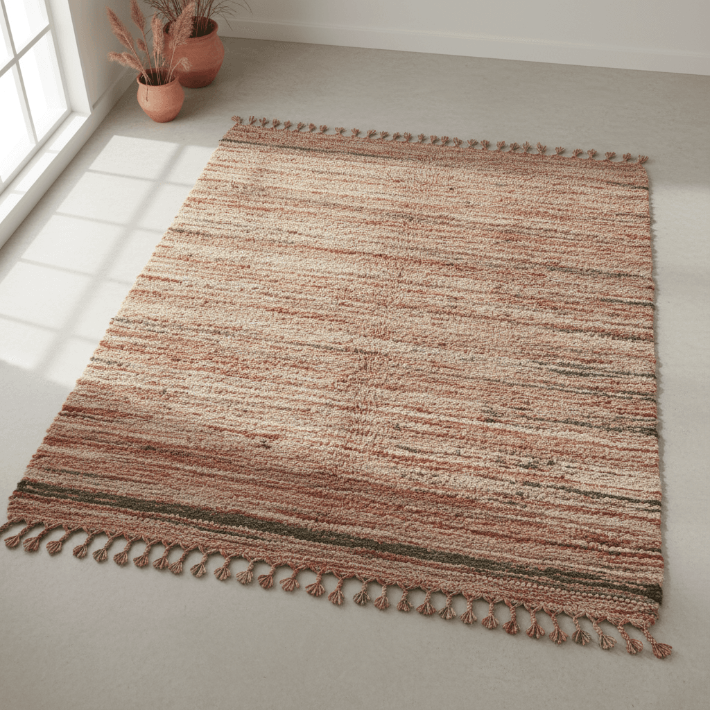 Woven Jute Area Rug in Rose